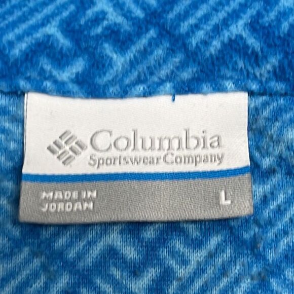 Columbia Women’s Blue Mock Neck Zip Up Long Sleeve Abstract Pattern Pullover- Lg - Picture 12 of 14